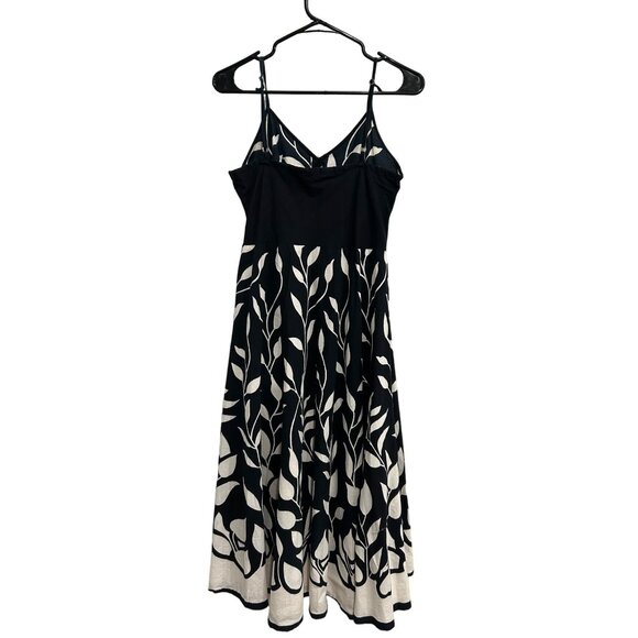 Magic Womens Black and White Botanical Pattern Spaghetti Strap Dress SZ Small - Picture 2 of 10